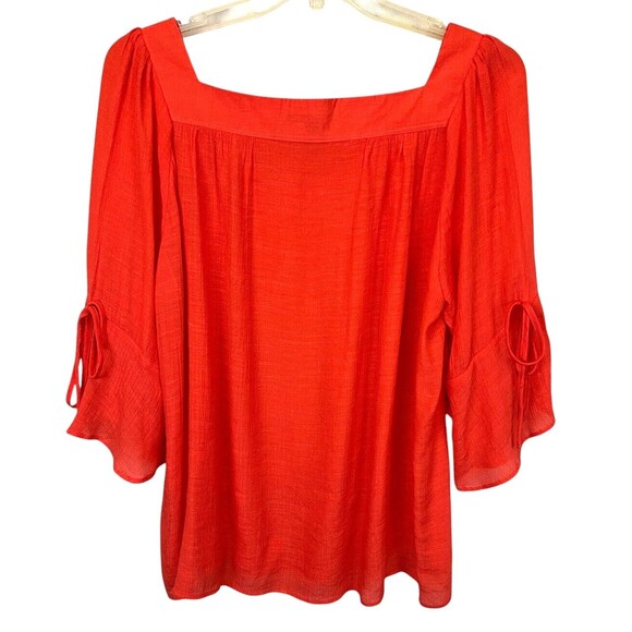Zac & Rachel Coral Blouse Top  Women's Plus 1X  Bell Sleeve Peasant Cottage Boho - Picture 2 of 6